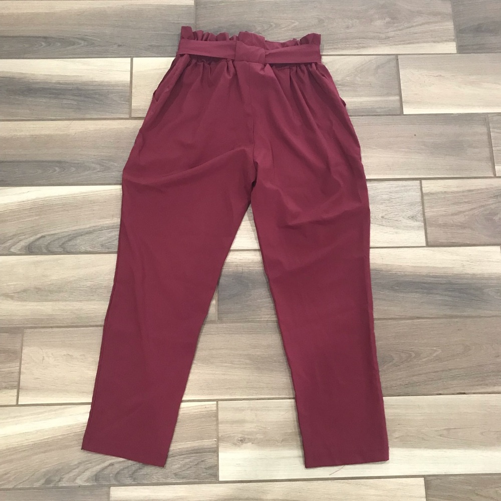 Wine red high waisted pants - Picture 7 of 9